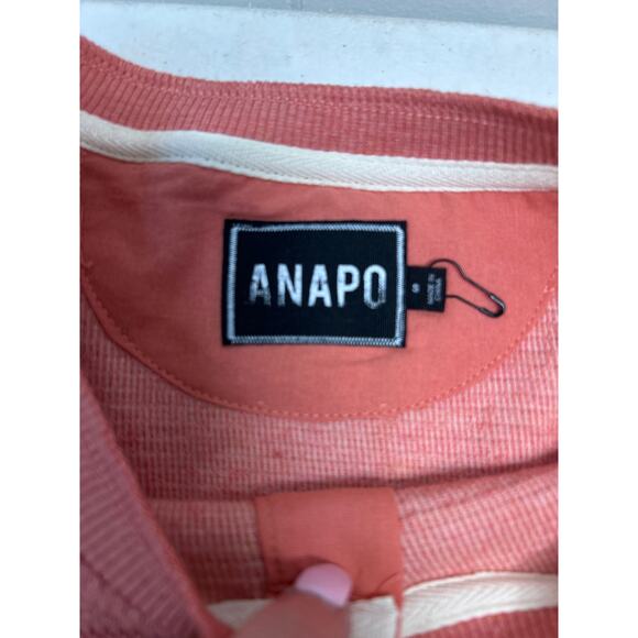 ANAPO Men's Waffle Long Sleeve Henley in Salmon. Size Small. NWOT - Picture 2 of 6